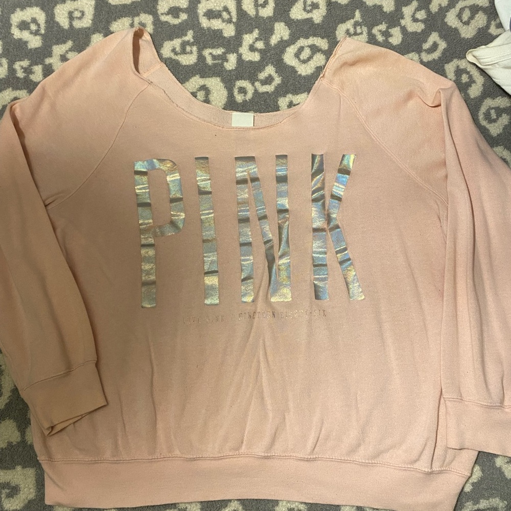 Pink wide neck sweat shirt